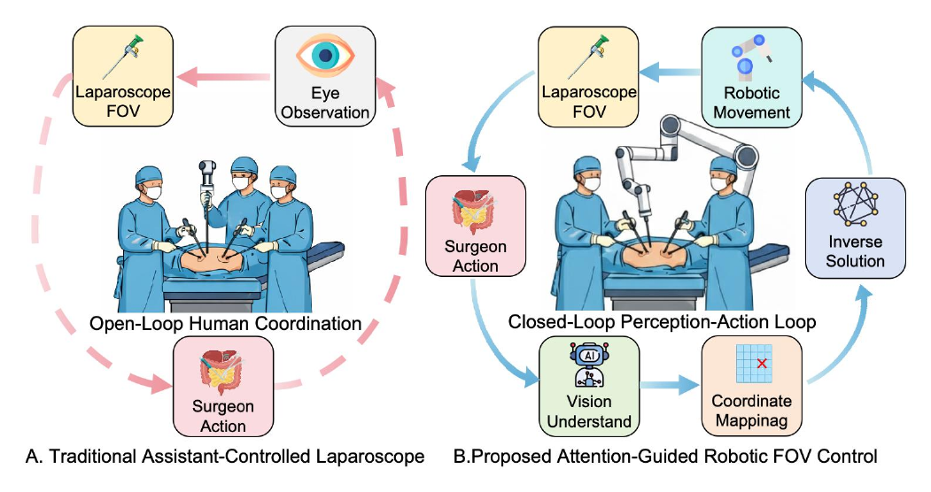 Open-loop human coordination and closed-loop robotic FoV control comparison